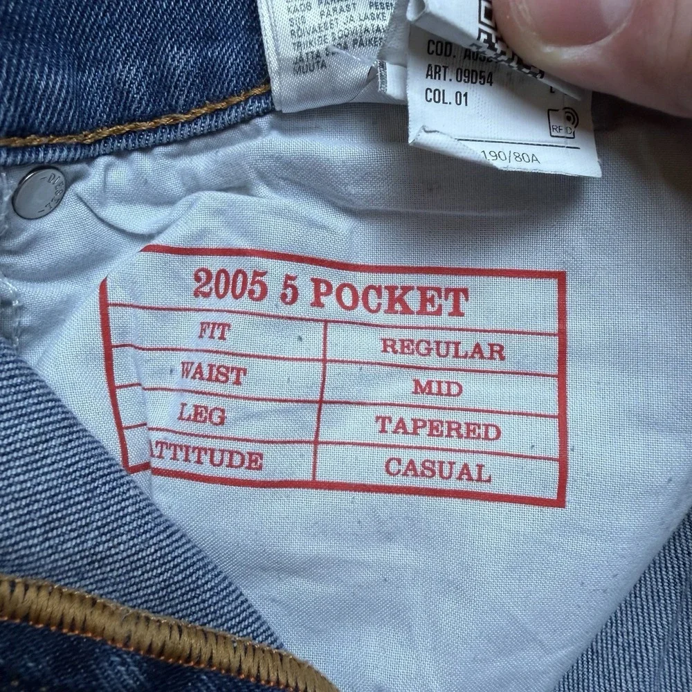 Diesel 2005 D-Fining Jeans Men 30x32 Blue Regular Tapered Stretch 5 Pocket 09D54